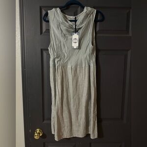Elegant Gray Sleeveless Cowl Neck Dress by Tempo Paris